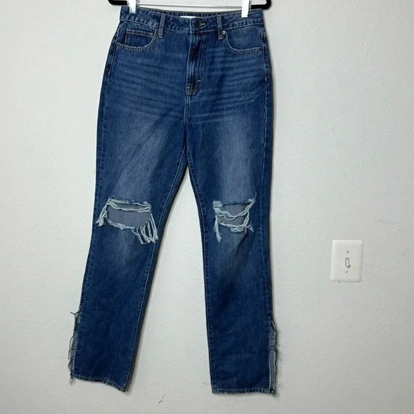 Hidden distressed long Mom jeans size 28 in medium blue wash - Picture 2 of 9